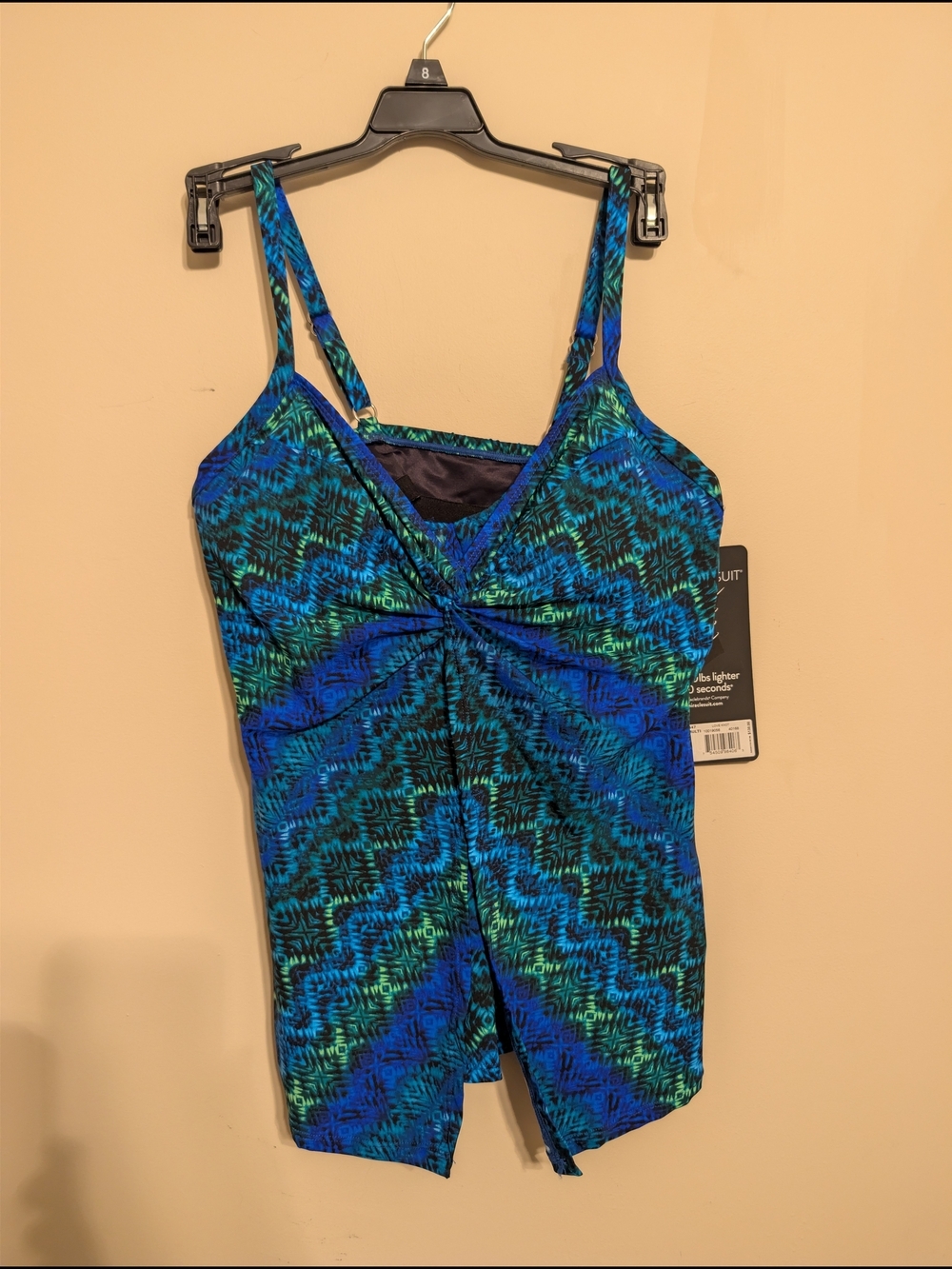 NWT Miraclesuit Ocean Ombre Love Knot Tankini Top Size 8 Blue Green